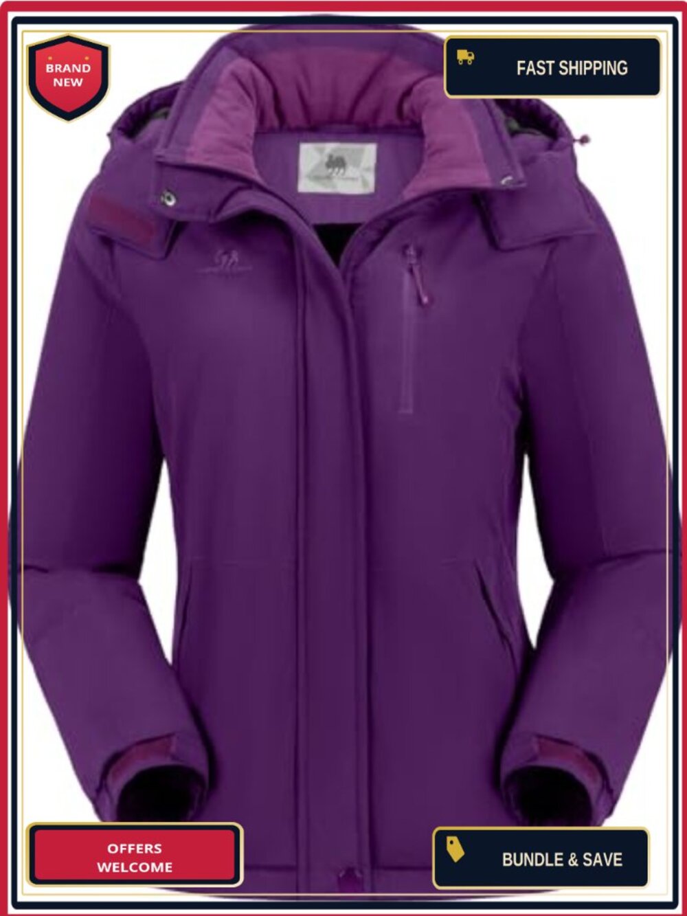 Women's Waterproof Ski Snow Jacket Windproof Warm Puffer Coat Fleece Lined
